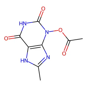Xanthine, 3-hydroxy-8-methyl-, acetate structure