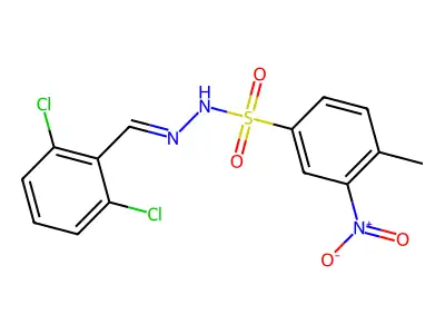 N-[(E)-(2,6-dichlorophenyl)methylideneamino]-4-methyl-3-nitrobenzenesulfonamide structure