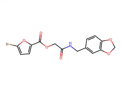 [2-(1,3-Benzodioxol-5-ylmethylamino)-2-oxoethyl] 5-bromofuran-2-carboxylate structure