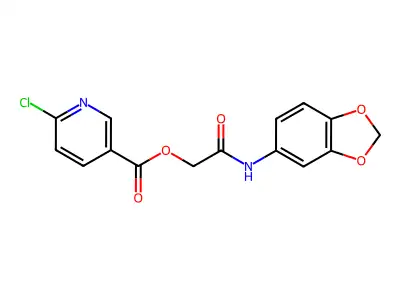 [(1,3-Dioxaindan-5-yl)carbamoyl]methyl 6-chloropyridine-3-carboxylate structure