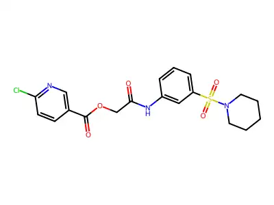 [2-oxo-2-(3-piperidin-1-ylsulfonylanilino)ethyl] 6-chloropyridine-3-carboxylate structure