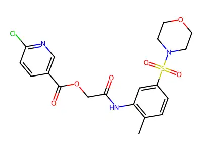 (2-methyl-5-morpholin-4-ylsulfonyl-phenyl)carbamoylmethyl 6-chloropyridine-3-carboxylate structure