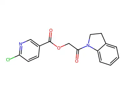 2-(2,3-dihydro-1H-indol-1-yl)-2-oxoethyl 6-chloropyridine-3-carboxylate structure