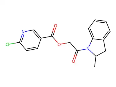 [2-(2-Methyl-2,3-dihydroindol-1-yl)-2-oxoethyl] 6-chloropyridine-3-carboxylate structure