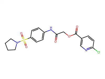 [2-oxo-2-(4-pyrrolidin-1-ylsulfonylanilino)ethyl] 6-chloropyridine-3-carboxylate structure