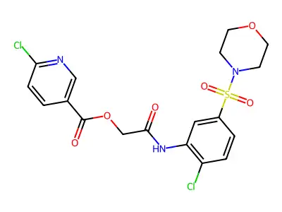 [2-(2-chloro-5-morpholin-4-ylsulfonylanilino)-2-oxoethyl] 6-chloropyridine-3-carboxylate structure