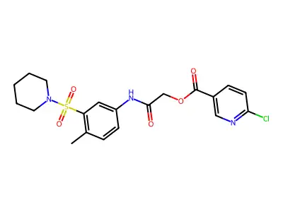 [2-(4-methyl-3-piperidin-1-ylsulfonylanilino)-2-oxoethyl] 6-chloropyridine-3-carboxylate structure