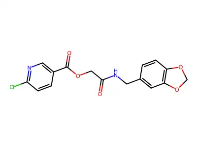 [2-(1,3-Benzodioxol-5-ylmethylamino)-2-oxoethyl] 6-chloropyridine-3-carboxylate structure
