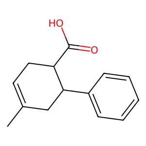 (1R,6R)-4-methyl-6-phenylcyclohex-3-ene-1-carboxylic acid structure