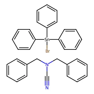 Bromo(triphenyl)stannane;dibenzylcyanamide structure