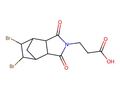 3-(5,6-dibromo-1,3-dioxooctahydro-2H-4,7-methanoisoindol-2-yl)propanoic acid structure