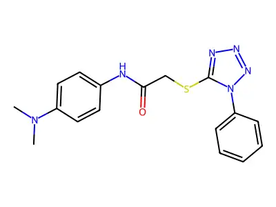 N-[4-(dimethylamino)phenyl]-2-[(1-phenyl-1H-tetraazol-5-yl)sulfanyl]acetamide structure