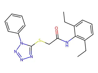N-(2,6-diethylphenyl)-2-(1-phenyltetrazol-5-yl)sulfanylacetamide structure