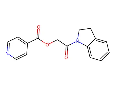 [2-(2,3-Dihydroindol-1-yl)-2-oxoethyl] pyridine-4-carboxylate structure