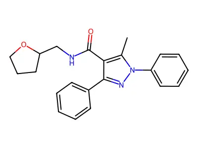 5-methyl-N-(oxolan-2-ylmethyl)-1,3-diphenylpyrazole-4-carboxamide structure