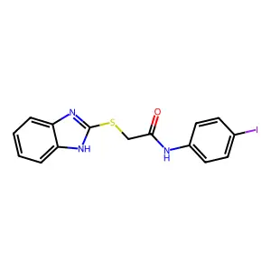 2-(1H-benzimidazol-2-ylsulfanyl)-N-(4-iodophenyl)acetamide structure