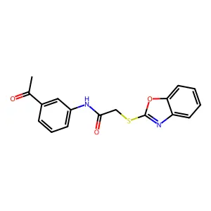 N-(3-acetylphenyl)-2-(1,3-benzoxazol-2-ylsulfanyl)acetamide structure