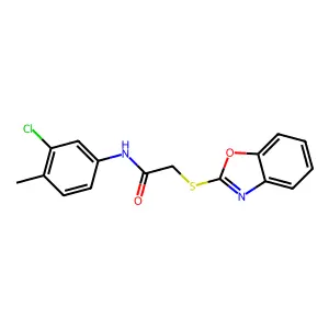 2-(1,3-benzoxazol-2-ylsulfanyl)-N-(3-chloro-4-methylphenyl)acetamide structure