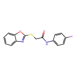 2-(1,3-benzoxazol-2-ylsulfanyl)-N-(4-iodophenyl)acetamide structure
