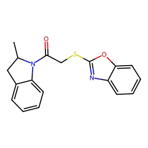 2-(1,3-Benzoxazol-2-ylsulfanyl)-1-(2-methyl-2,3-dihydroindol-1-yl)ethanone structure