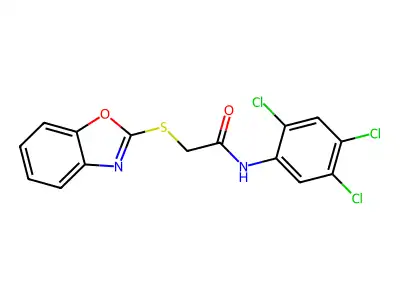 2-(1,3-benzoxazol-2-ylsulfanyl)-N-(2,4,5-trichlorophenyl)acetamide structure