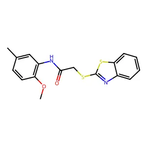 2-(1,3-benzothiazol-2-ylsulfanyl)-N-(2-methoxy-5-methylphenyl)acetamide structure