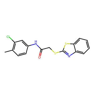 2-(1,3-benzothiazol-2-ylsulfanyl)-N-(3-chloro-4-methylphenyl)acetamide structure