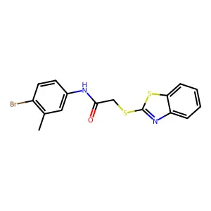 2-(1,3-benzothiazol-2-ylsulfanyl)-N-(4-bromo-3-methylphenyl)acetamide structure