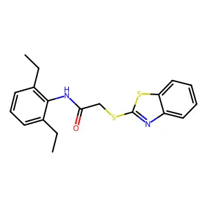 2-(1,3-benzothiazol-2-ylsulfanyl)-N-(2,6-diethylphenyl)acetamide structure