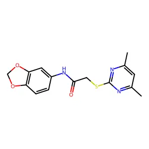 N-(1,3-benzodioxol-5-yl)-2-[(4,6-dimethylpyrimidin-2-yl)sulfanyl]acetamide structure