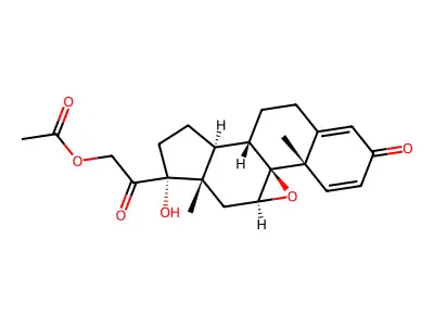 9b,11b-Epoxy-17,21-dihydroxypregna-1,4-diene-3,20-dione 21-acetate structure