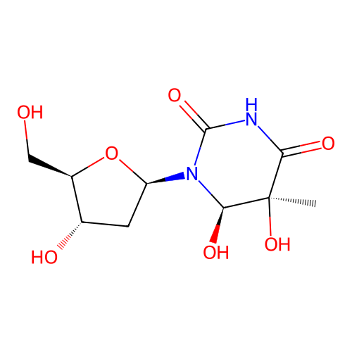 Thymidine, 5,6-dihydro-5,6-dihydroxy-, (5S,6R)- structure