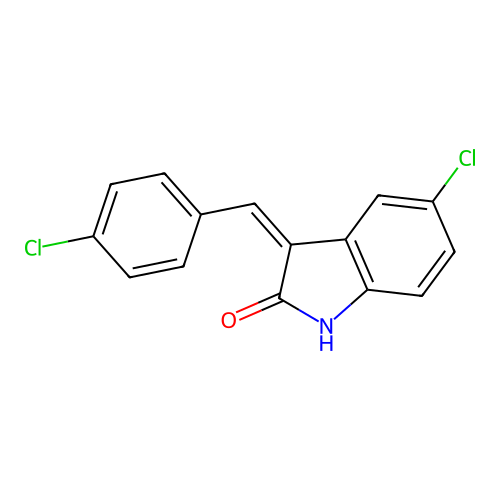 5-chloro-3-[(4-chlorophenyl)methylidene]-1H-indol-2-one structure