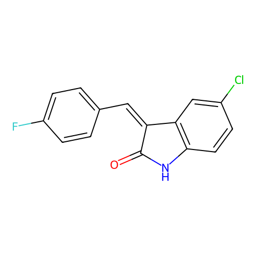 5-chloro-3-[(4-fluorophenyl)methylidene]-1H-indol-2-one structure