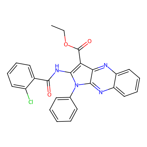 ethyl 2-(2-chlorobenzamido)-1-phenyl-1H-pyrrolo[2,3-b]quinoxaline-3-carboxylate structure