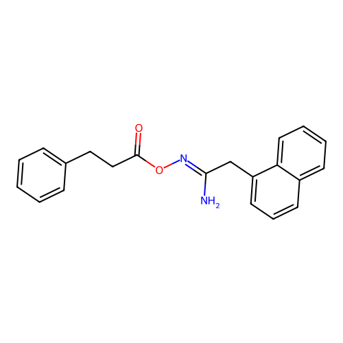 (1Z)-2-(naphthalen-1-yl)-N'-[(3-phenylpropanoyl)oxy]ethanimidamide structure
