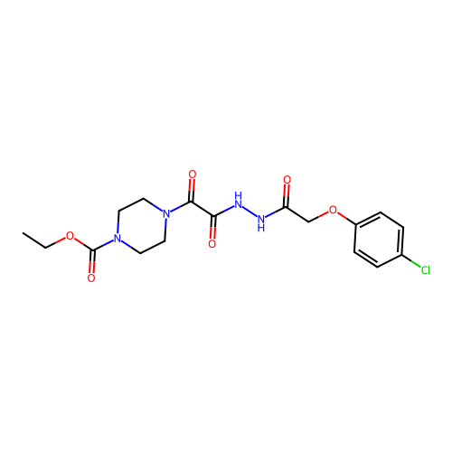 ethyl 4-[2-[2-[2-(4-chlorophenoxy)acetyl]hydrazinyl]-2-oxoacetyl]piperazine-1-carboxylate structure