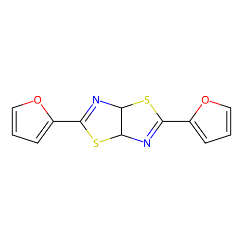 2,5-di(2-furyl)-3aH,6aH-1,3-thiazolino[5,4-d]1,3-thiazoline structure