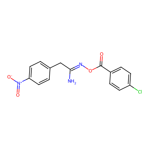 (1Z)-N'-{[(4-chlorophenyl)carbonyl]oxy}-2-(4-nitrophenyl)ethanimidamide structure
