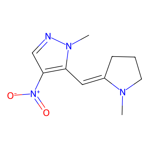 1-Methyl-5-[(1-methylpyrrolidin-2-ylidene)methyl]-4-nitropyrazole structure