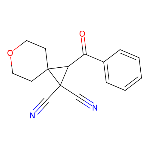 2-(Phenylcarbonyl)-6-oxaspiro[2.5]octane-1,1-dicarbonitrile structure