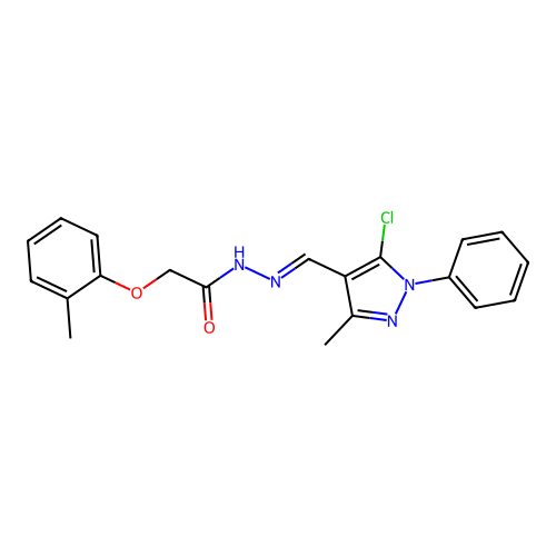 N'-[(E)-(5-chloro-3-methyl-1-phenyl-1H-pyrazol-4-yl)methylidene]-2-(2-methylphenoxy)acetohydrazide structure