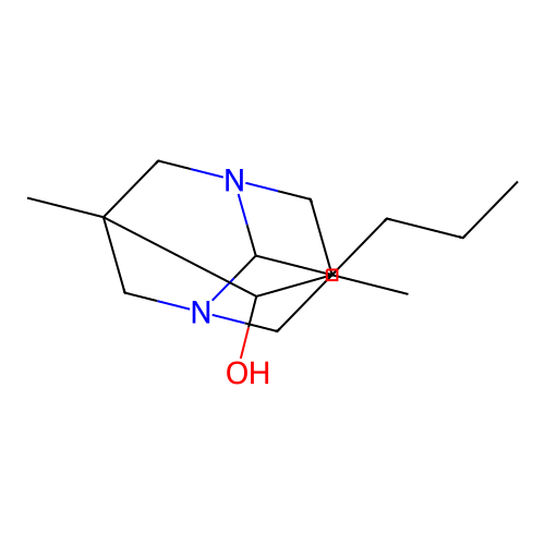 (1r,5R,7S)-2-butyl-5,7-dimethyl-1,3-diazaadamantan-6-ol structure