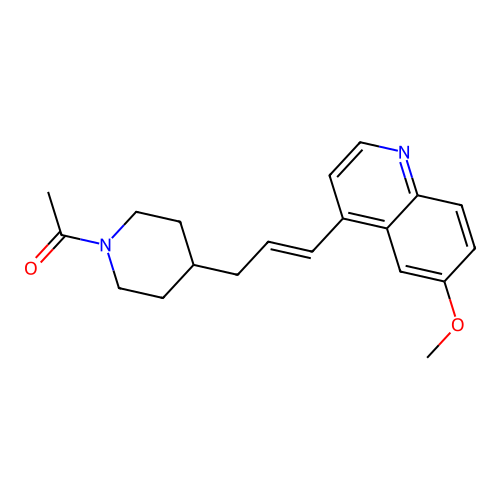 1-[4-[(E)-3-(6-methoxyquinolin-4-yl)prop-2-enyl]piperidin-1-yl]ethanone structure