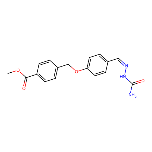 (Z)-methyl 4-((4-((2-carbamoylhydrazono)methyl)phenoxy)methyl)benzoate structure
