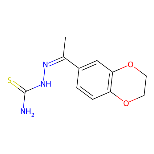 (2Z)-2-[1-(2,3-dihydro-1,4-benzodioxin-6-yl)ethylidene]hydrazinecarbothioamide structure