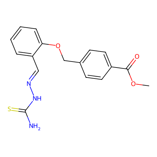 methyl 4-({2-[(E)-(2-carbamothioylhydrazinylidene)methyl]phenoxy}methyl)benzoate structure