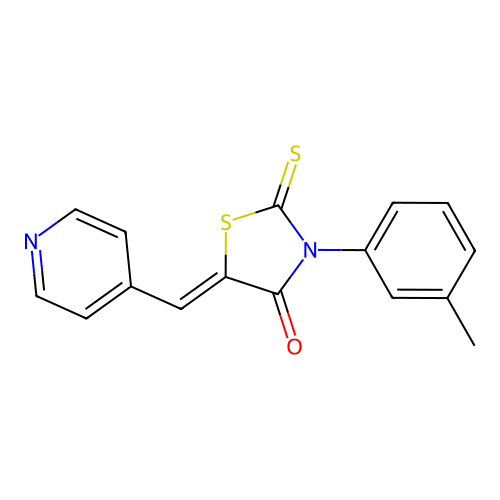 (Z)-5-(pyridin-4-ylmethylene)-2-thioxo-3-(m-tolyl)thiazolidin-4-one structure