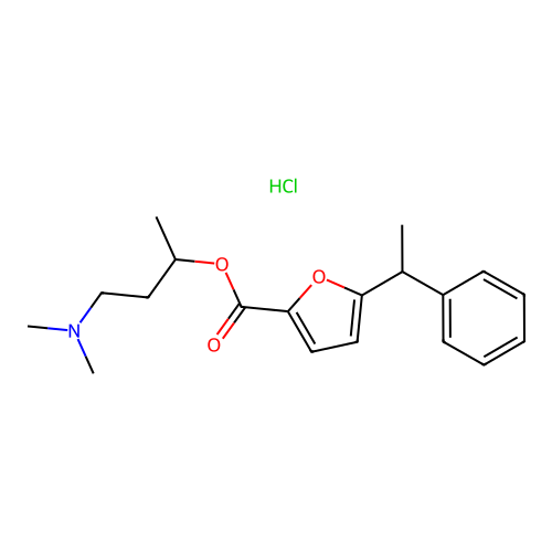 4-(Dimethylamino)butan-2-yl 5-(1-phenylethyl)furan-2-carboxylate hydrochloride structure