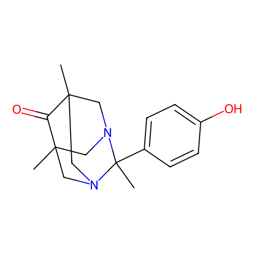 2-(4-Hydroxyphenyl)-2,5,7-trimethyl-1,3-diazatricyclo[3.3.1.1~3,7~]decan-6-one structure